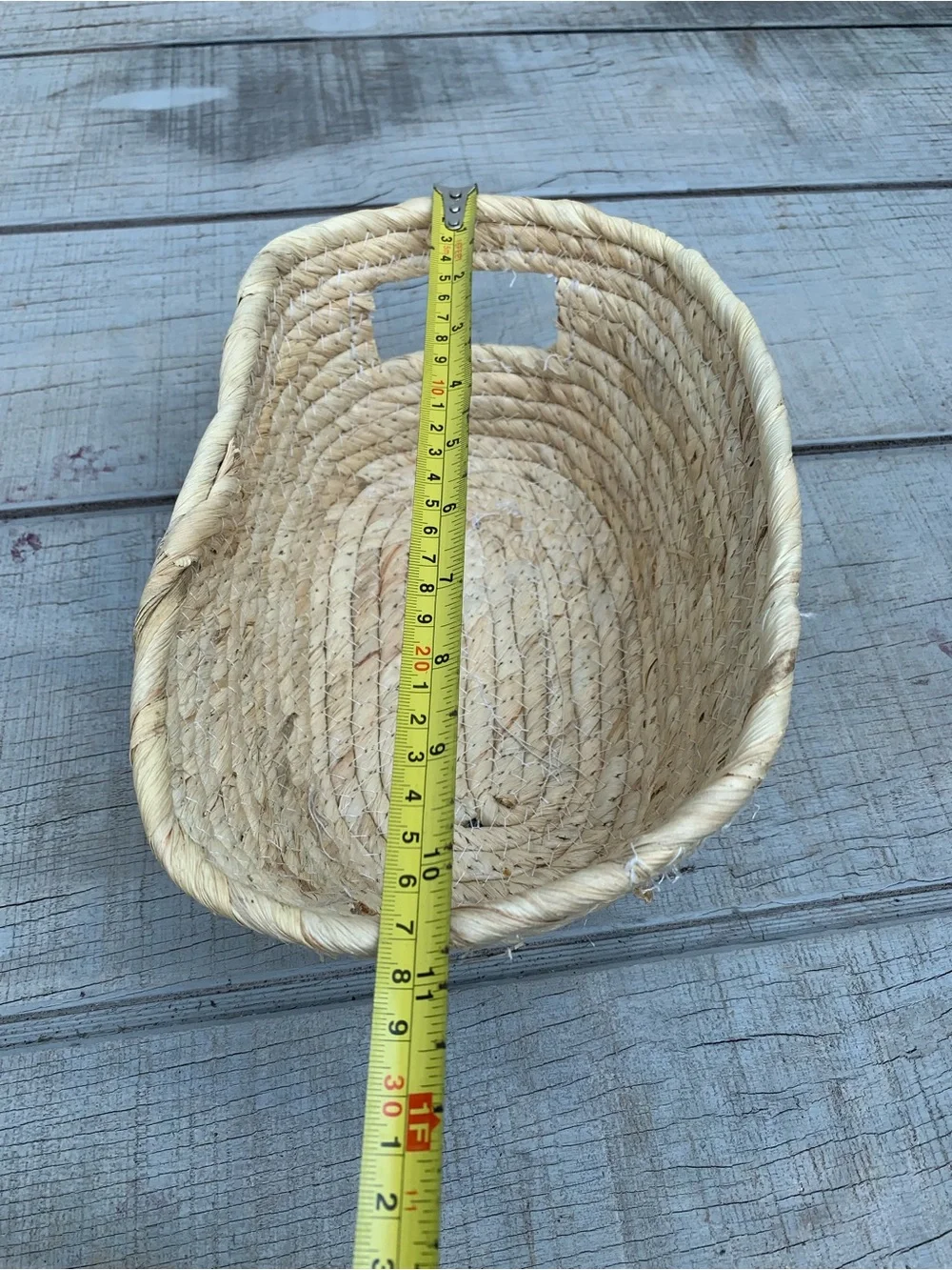 Handwoven Seagrass Low Oval Basket Storage Bin Tray with Handles Boho Organizing